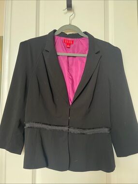 ELLE Black Women's Blazer with Pink Lining